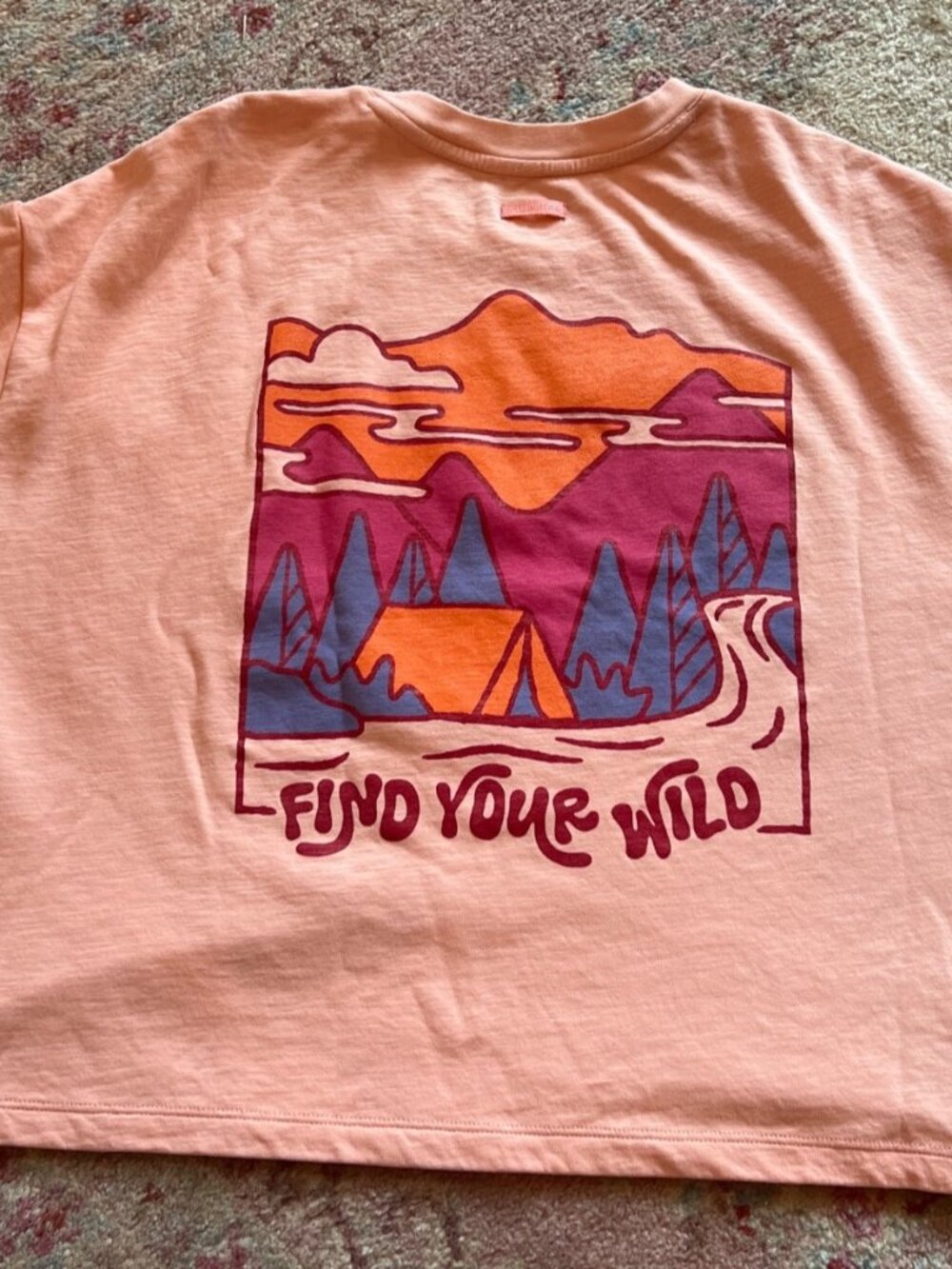 Title Nine peach Find Your Wild crop t shirt top XL